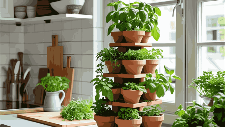 “indoor herb tower garden, micro-herbs, kitchen garden”