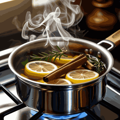 Simmer pot with citrus and herbs for natural room freshening