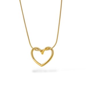 18K Gold Plated Heart Pendant Chain Necklace for Women & Girls | Anti Tarnish Stainless Steel Minimal Love Locket Stylish Everyday Wear Jewellery Valentine, Anniversary Birthday G